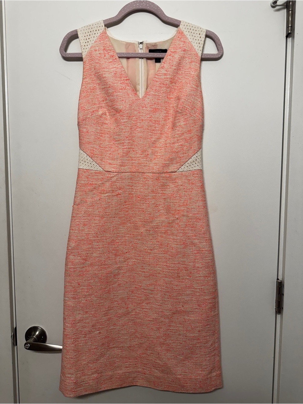J. Crew Coral and Cream Tweed Sheath Dress